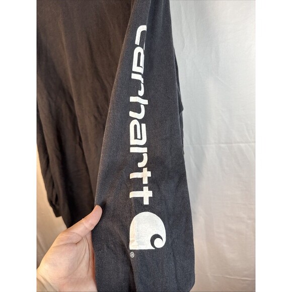 Men’s Carhartt Black Long Sleeve T Shirt Size Large Original Fit Preowned - Picture 3 of 10
